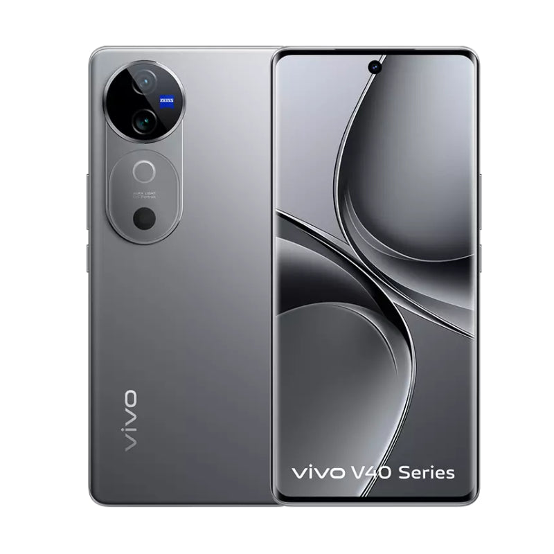 A gray Vivo V40 5G smartphone showing the rear camera setup and the Vivo V40 Series branding.